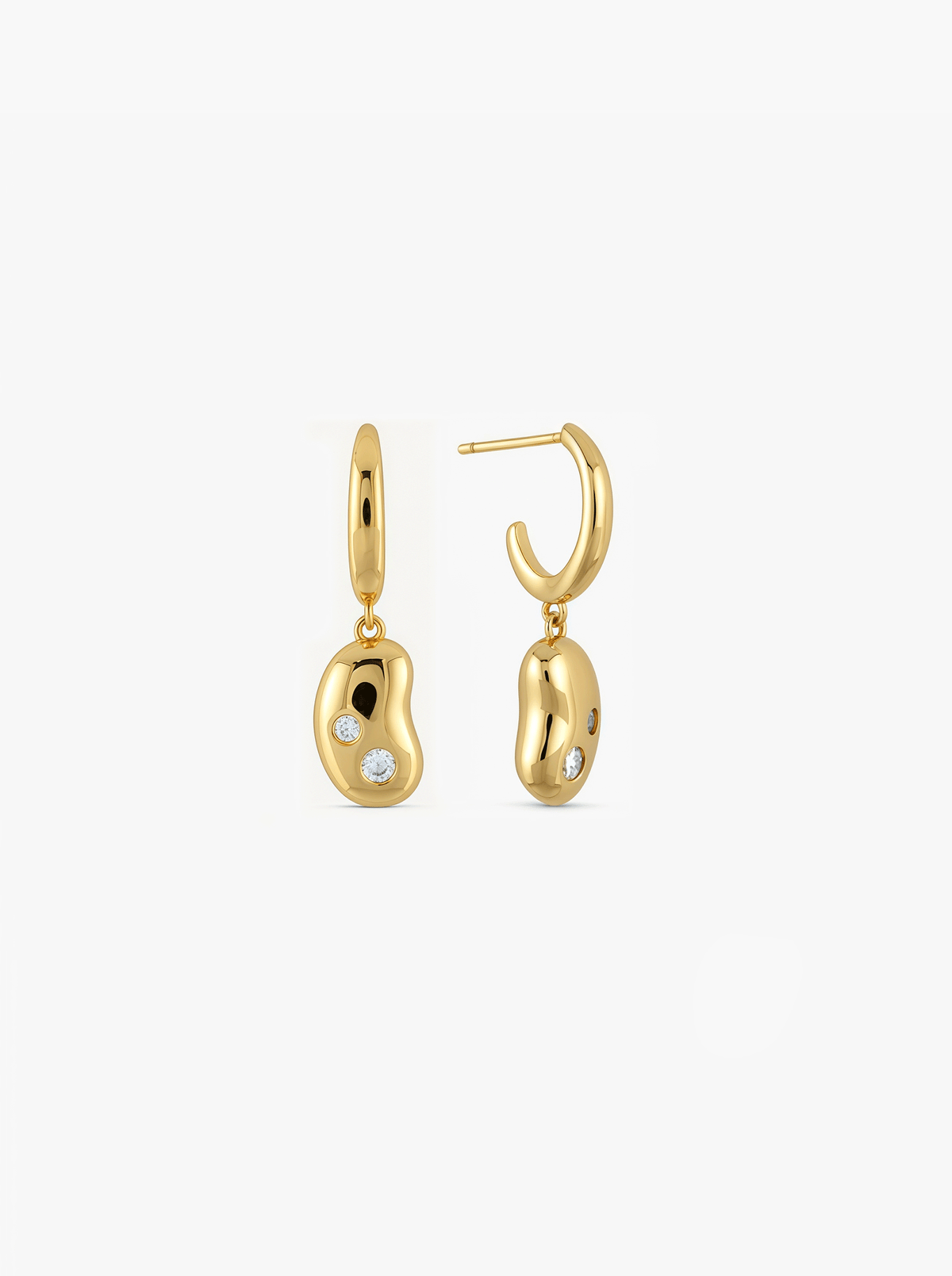 BOUCLES D'OREILLES LUCKY SEED DOUBLE DIAMOND EN FORME DE HARICOT
