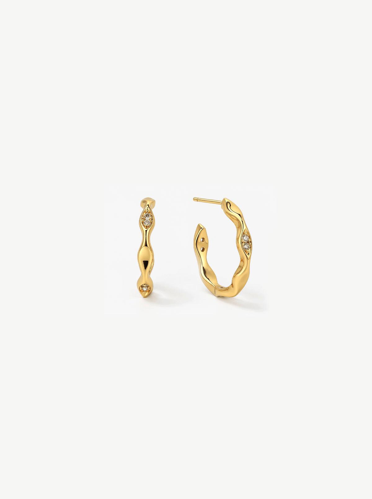 TIDE DIAMOND RIPPLE HOOP EARRINGS