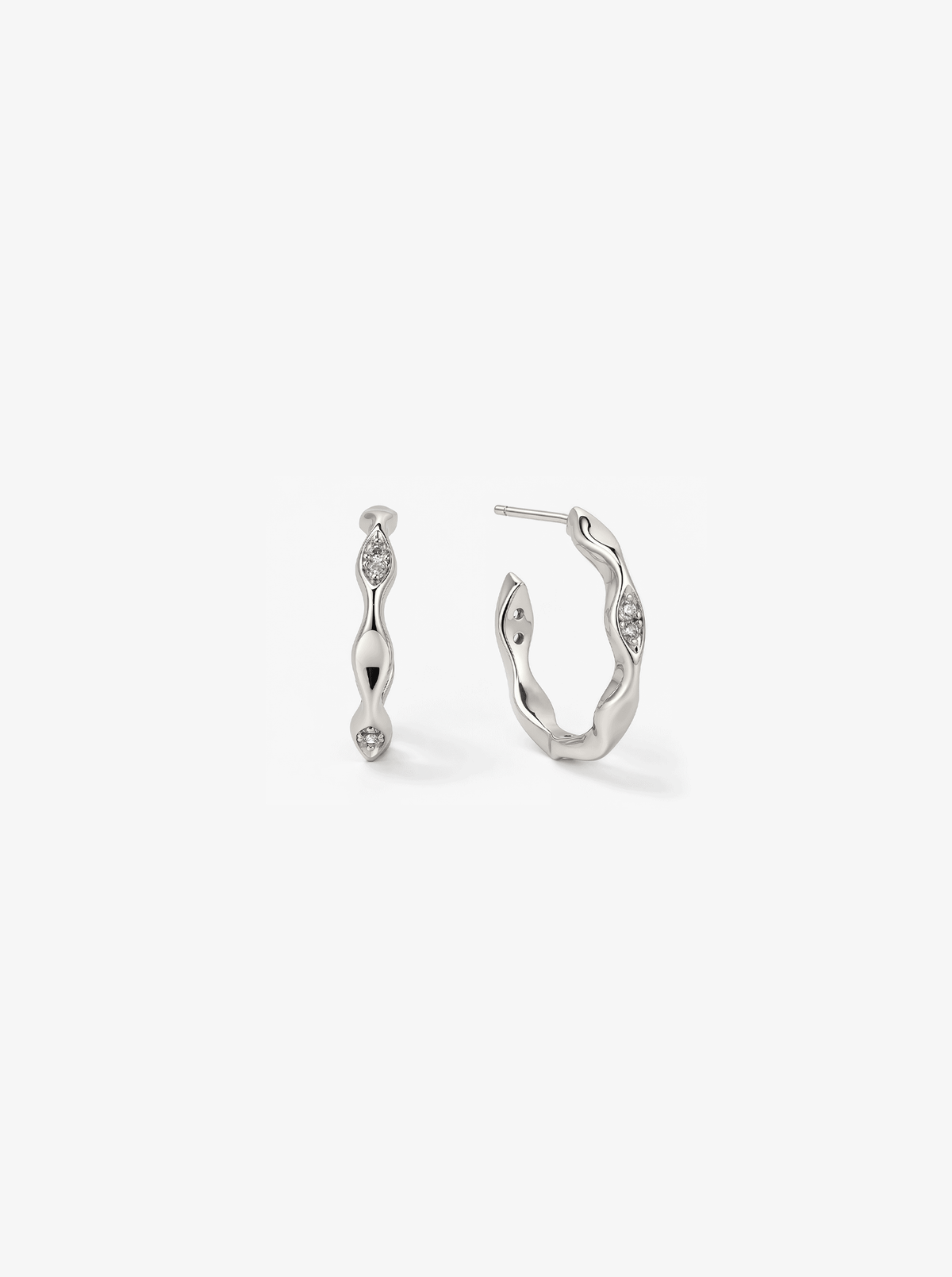 TIDE DIAMOND RIPPLE HOOP EARRINGS