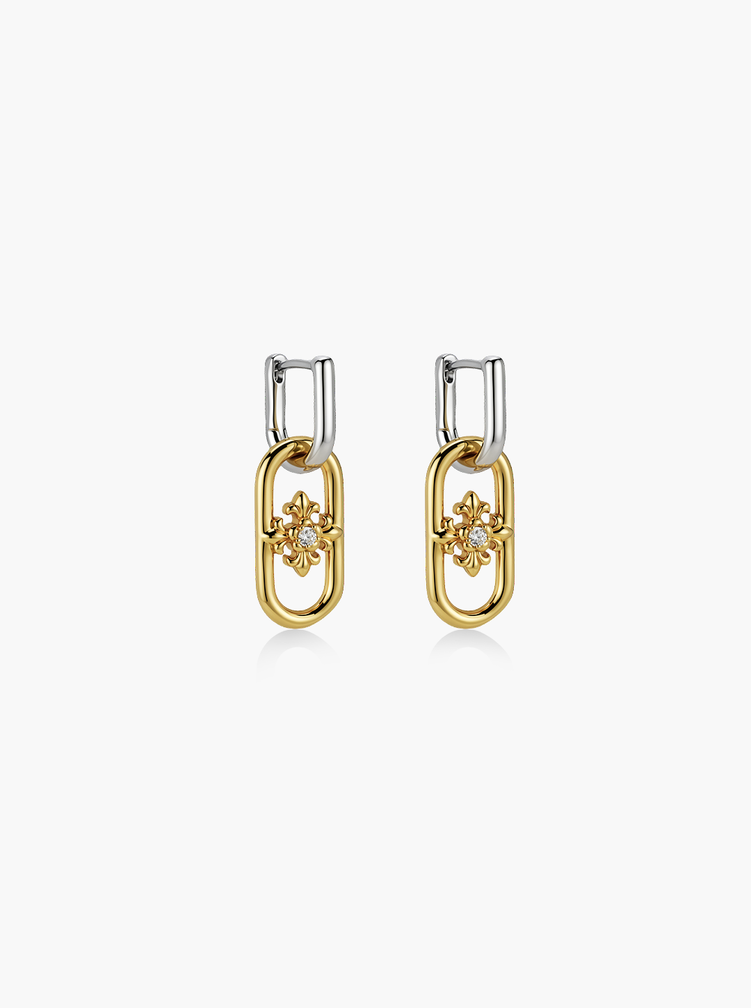 TWO-TONE CROSS LINK EARRINGS