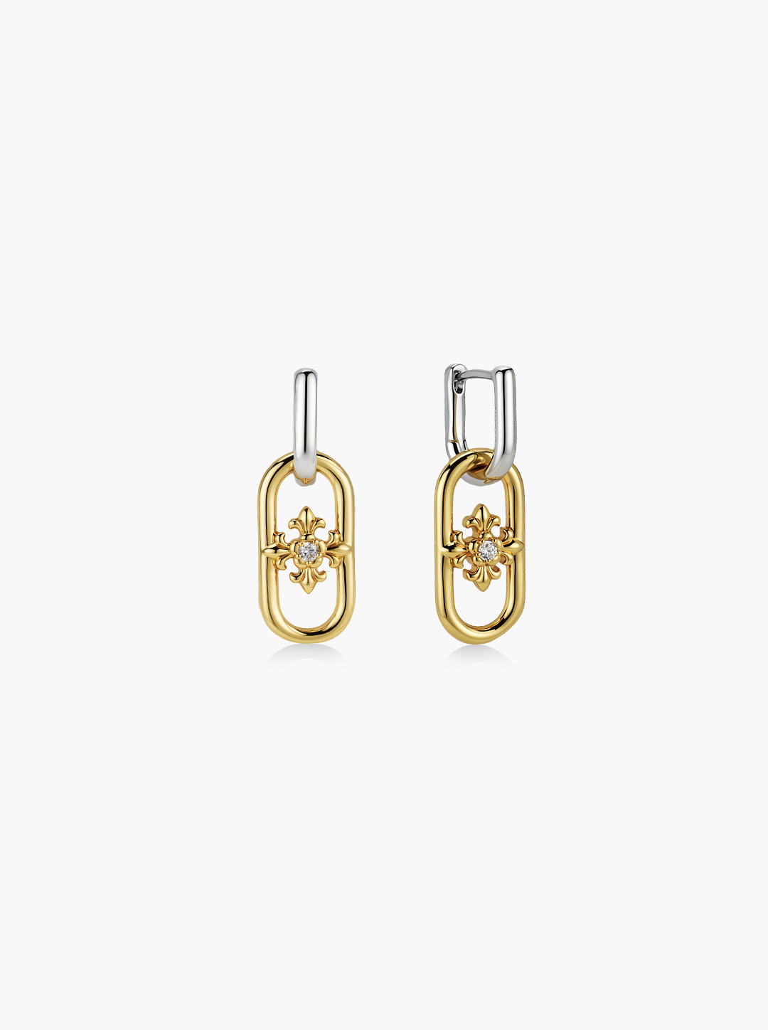 TWO-TONE CROSS LINK EARRINGS