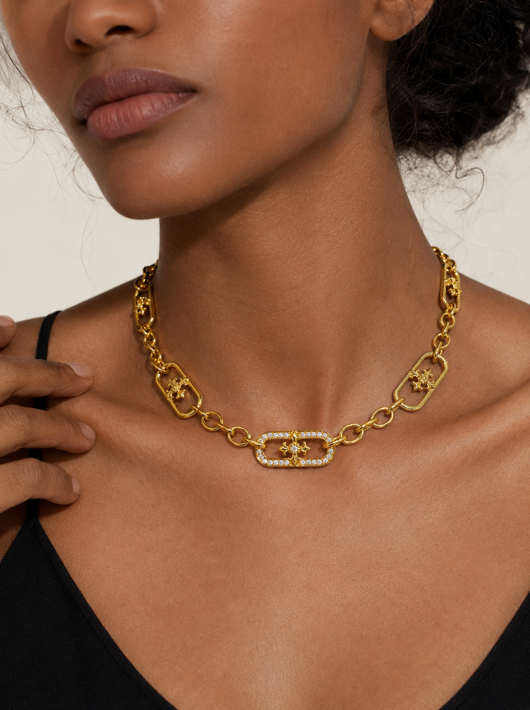 PAVÉ IRIS HEAVY LINK NECKLACE