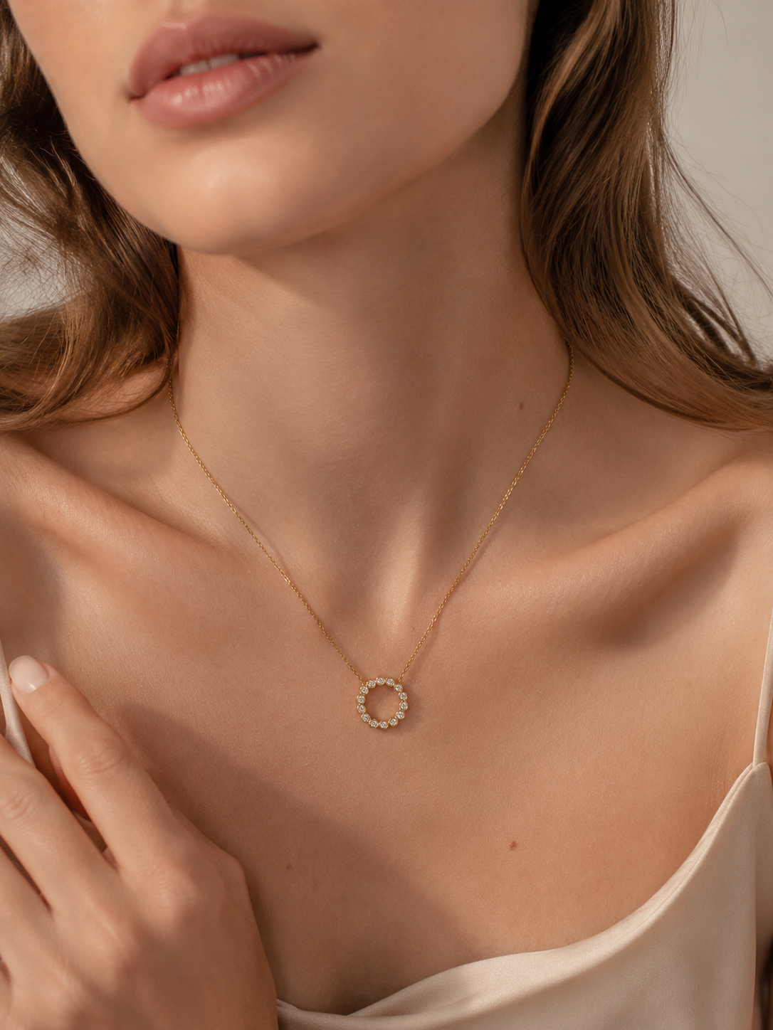 S&S HALO PAVE NECKLACE