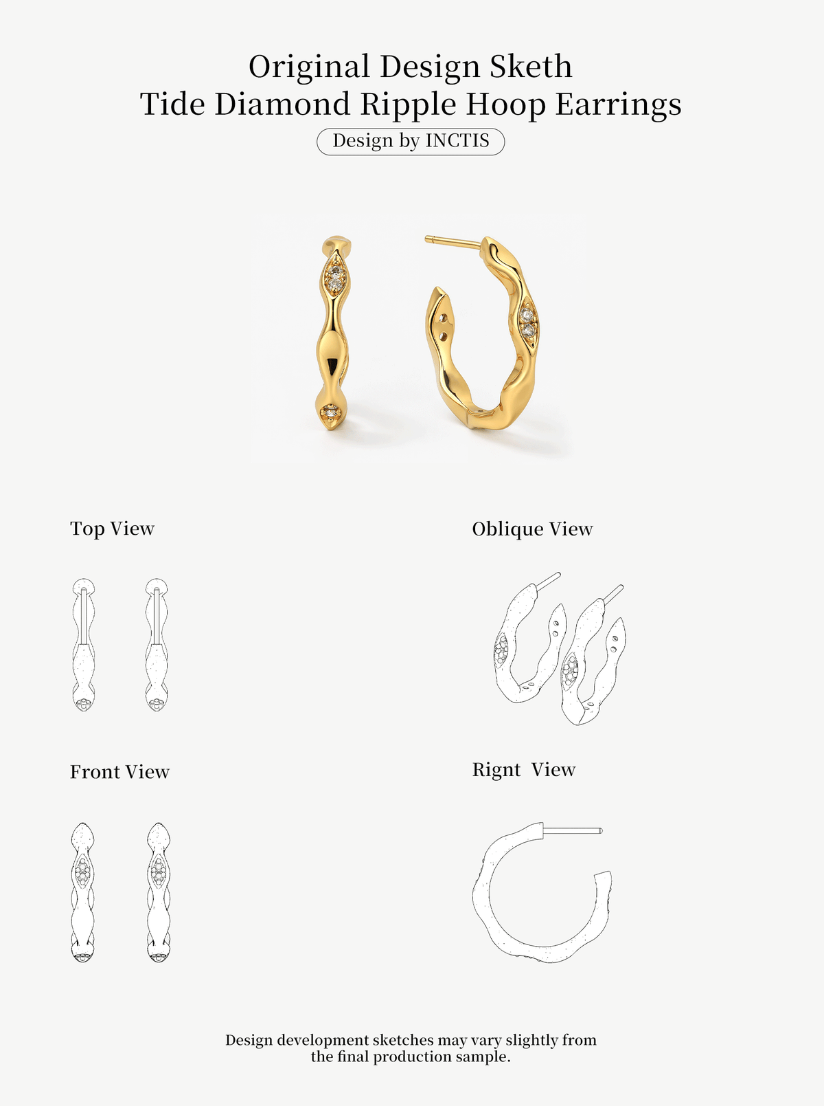 TIDE DIAMOND RIPPLE HOOP EARRINGS
