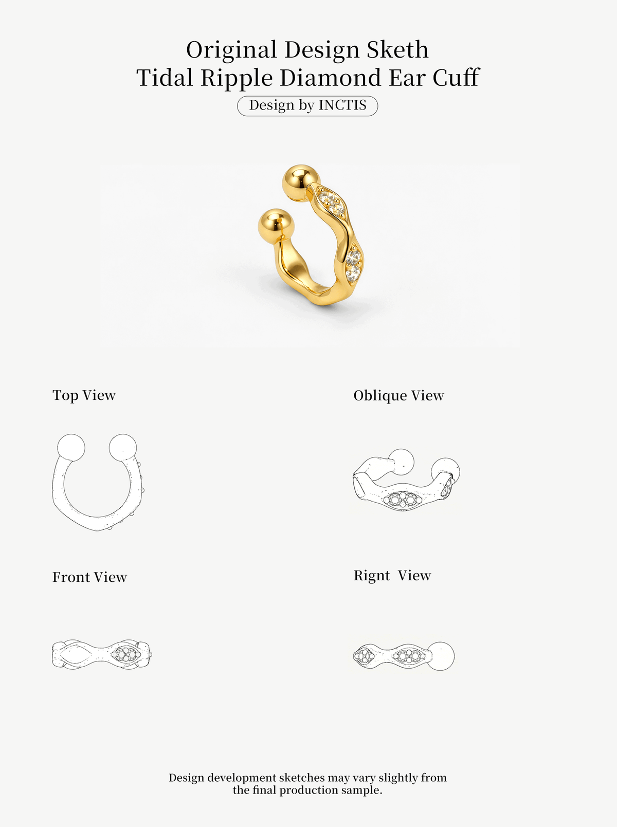 TIDAL RIPPLE DIAMOND EAR CUFF