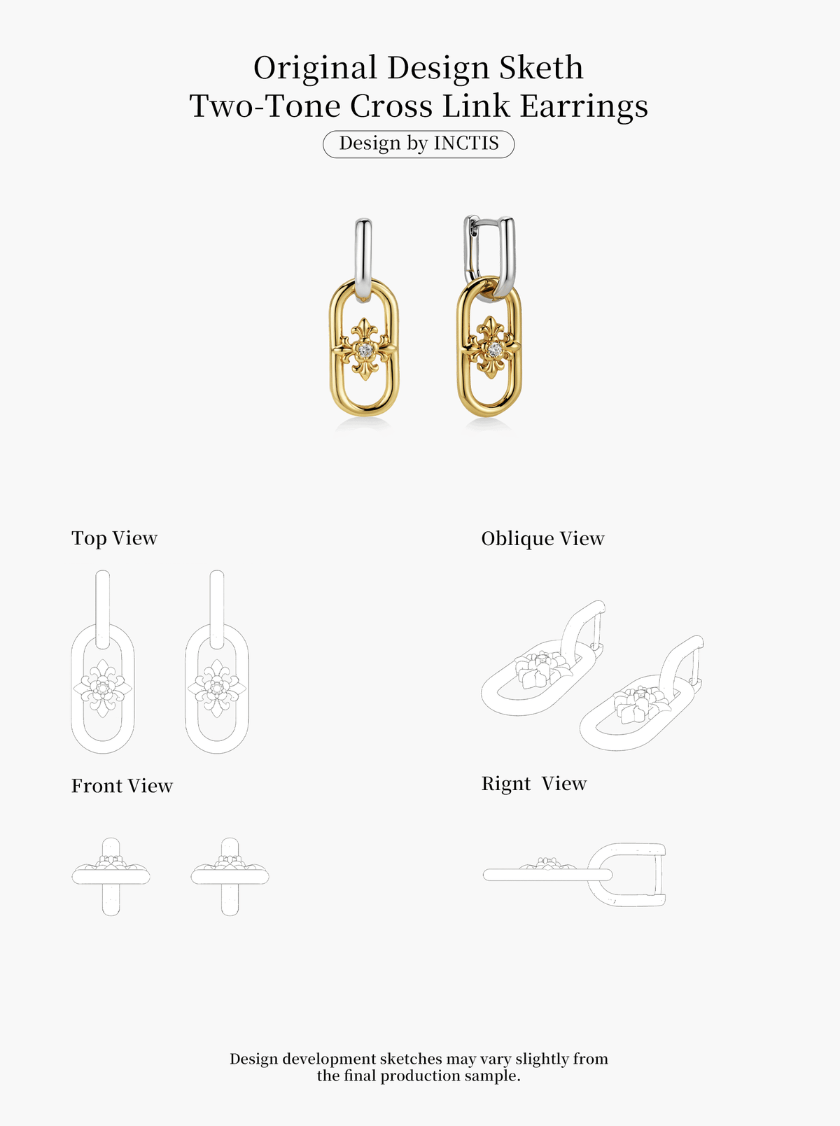 TWO-TONE CROSS LINK EARRINGS