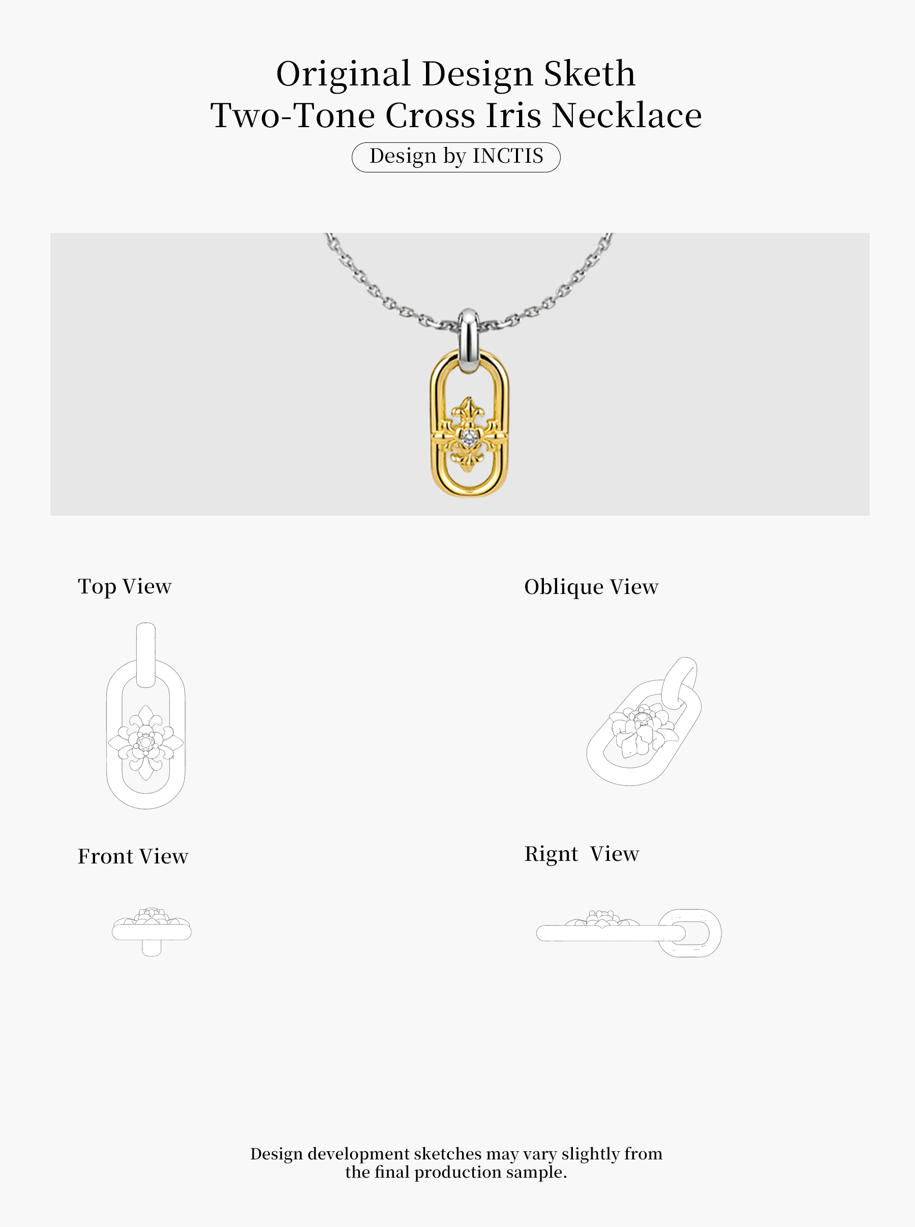 TWO-TONE CROSS IRIS NECKLACE