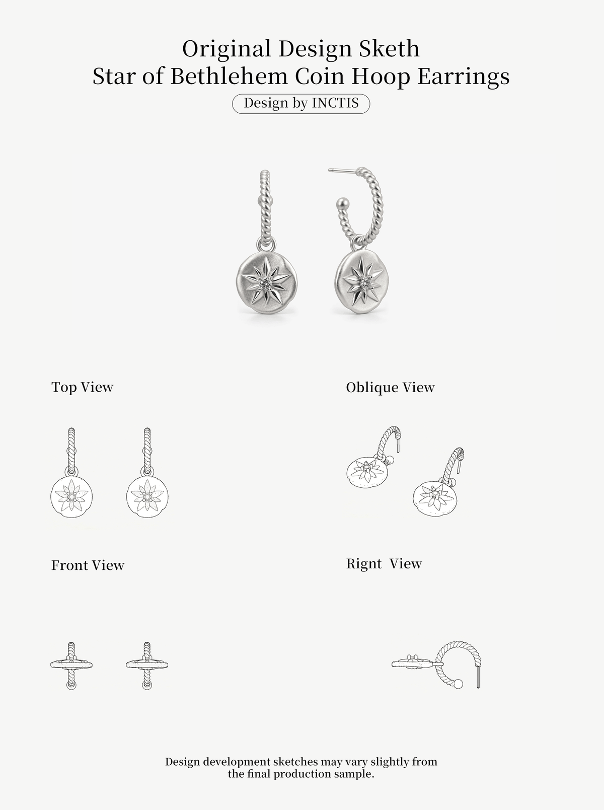 STAR OF BETHLEHEM COIN HOOP EARRINGS