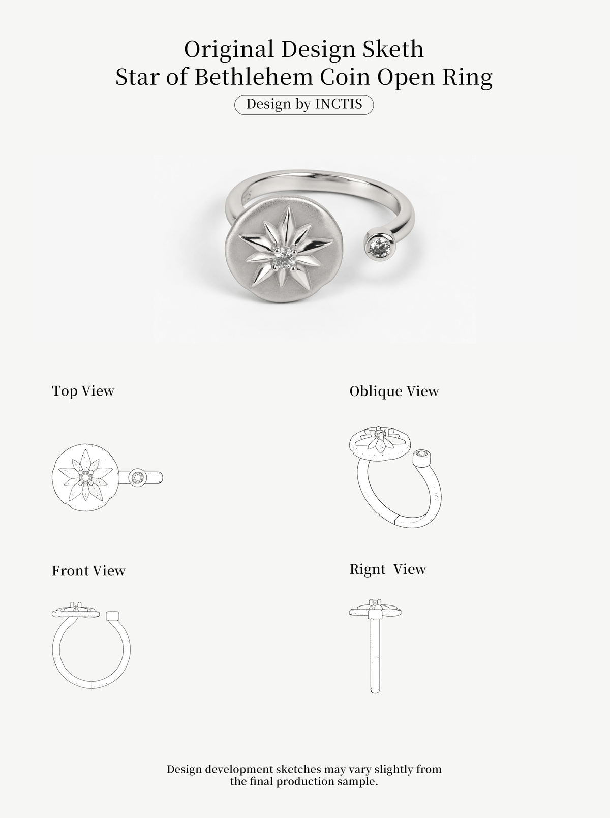 STAR OF BETHLEHEM COIN OPEN RING