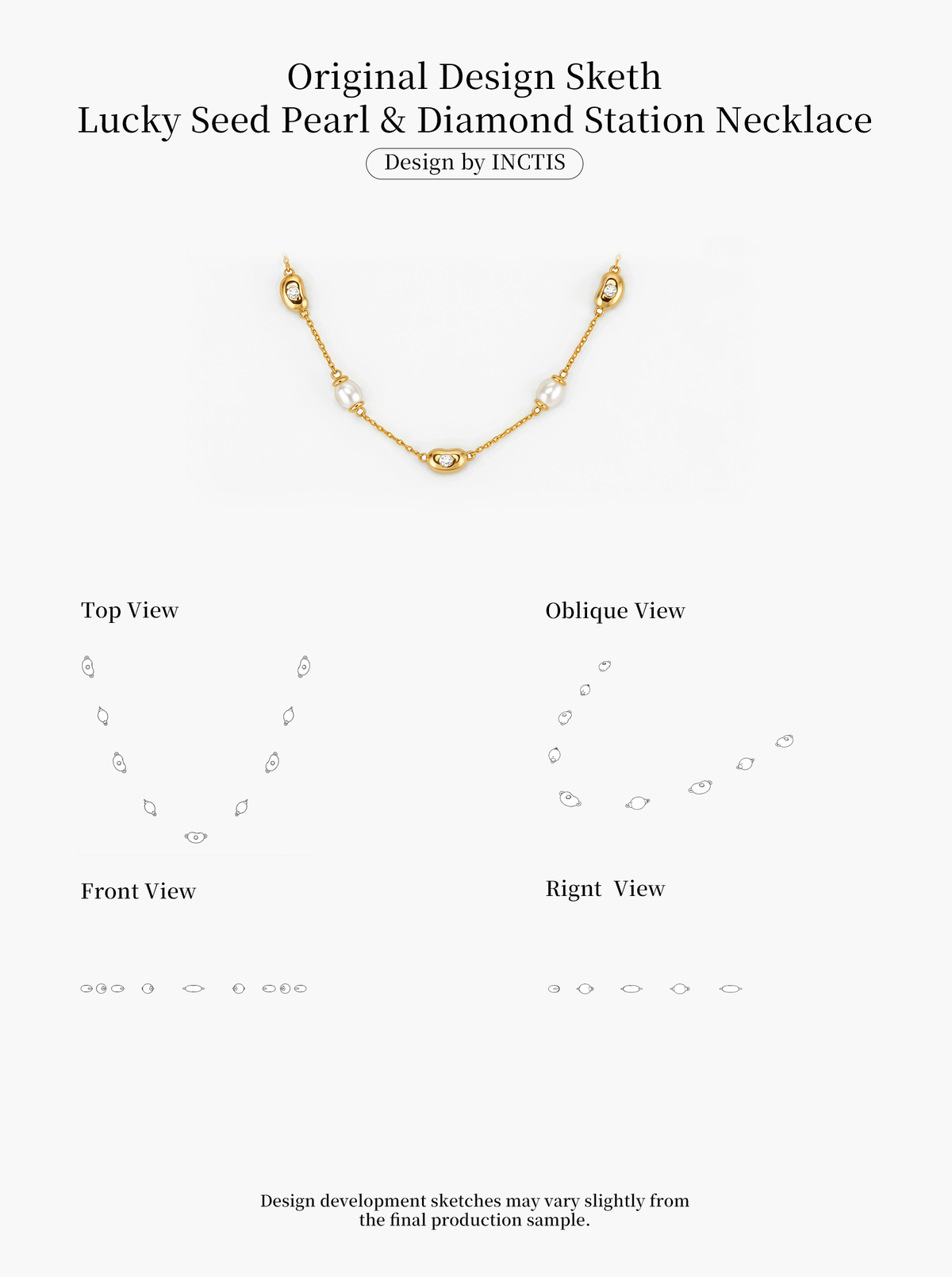 LUCKY SEED PEARL & DIAMOND STATION NECKLACE