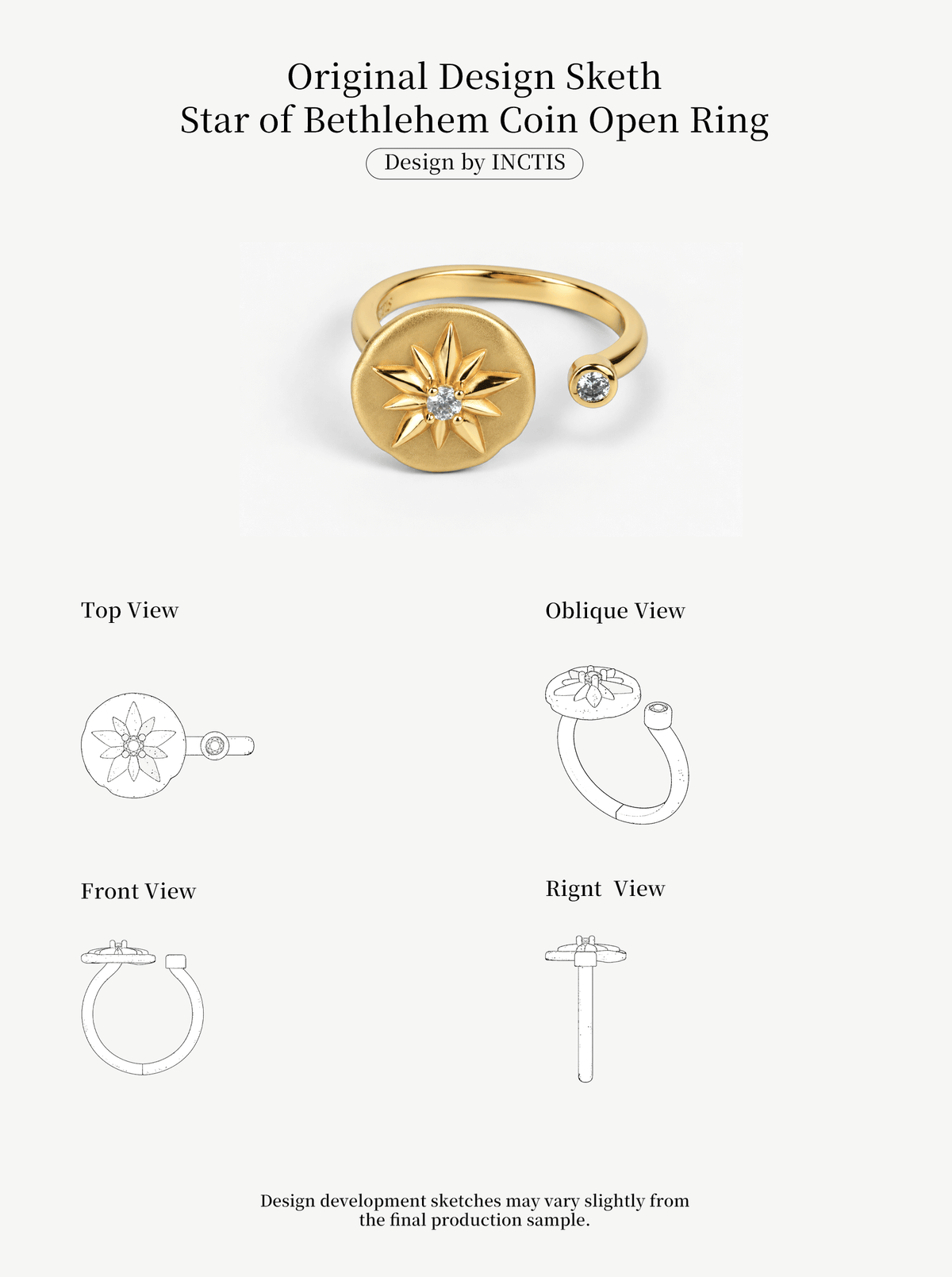 STAR OF BETHLEHEM COIN OPEN RING