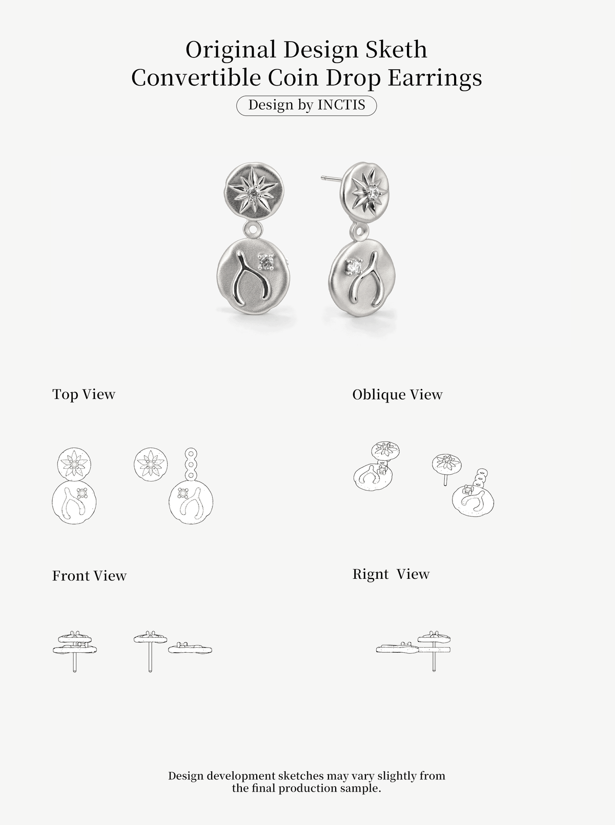 BOUCLES D'OREILLES PENDANTES CONVERTIBLES À PIÈCE DE MONNAIE