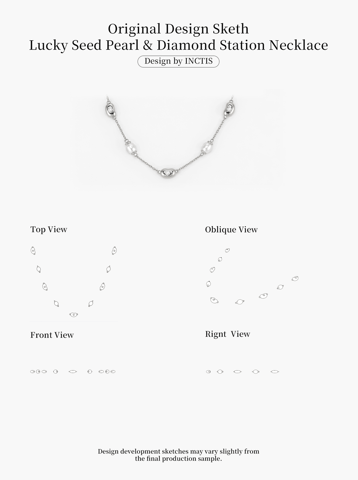 LUCKY SEED PEARL & DIAMOND STATION NECKLACE