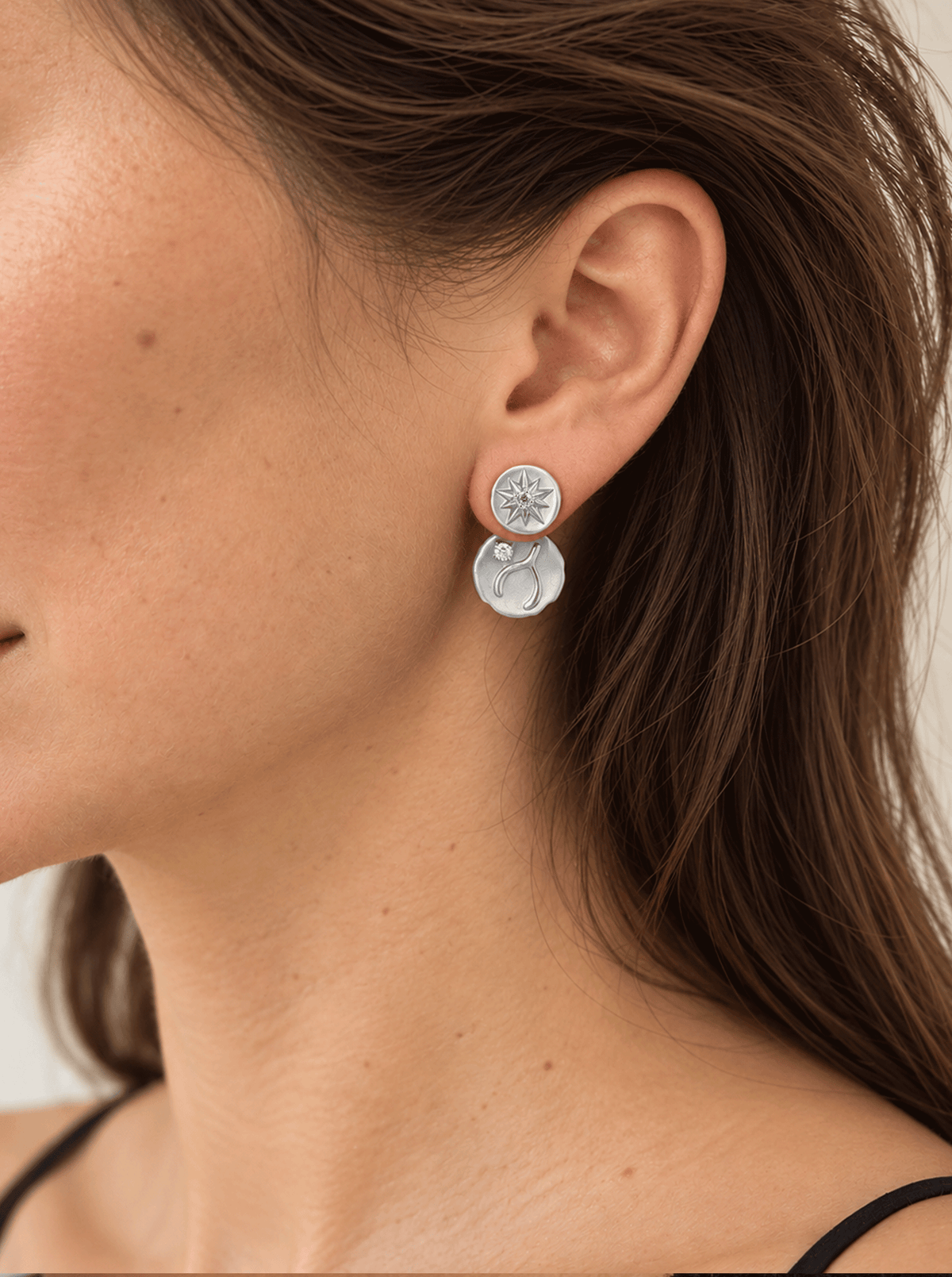 BOUCLES D'OREILLES PENDANTES CONVERTIBLES À PIÈCE DE MONNAIE