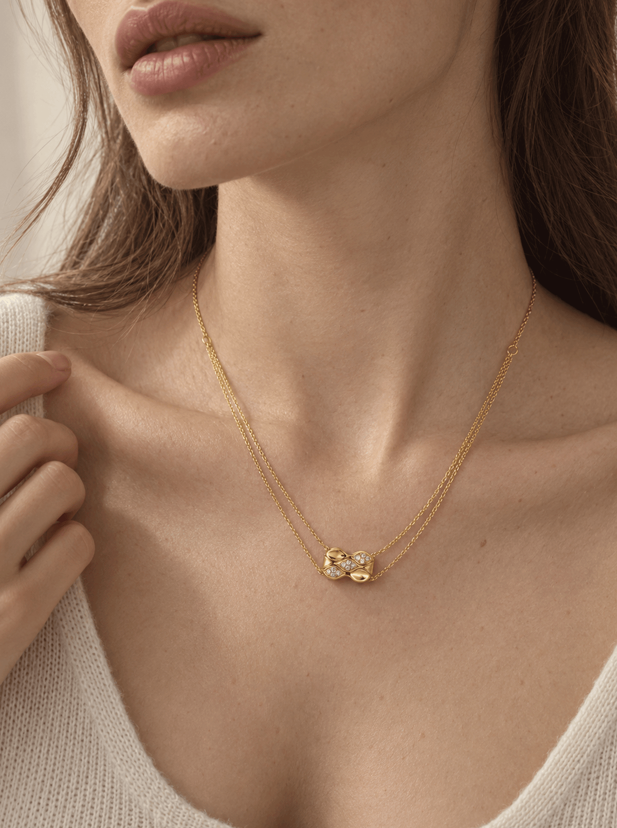 TIDAL RIPPLE DOUBLE CHAIN NECKLACE