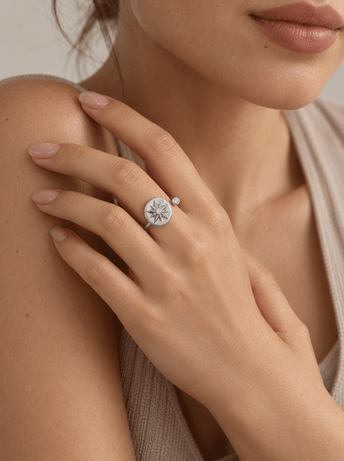 STAR OF BETHLEHEM COIN OPEN RING
