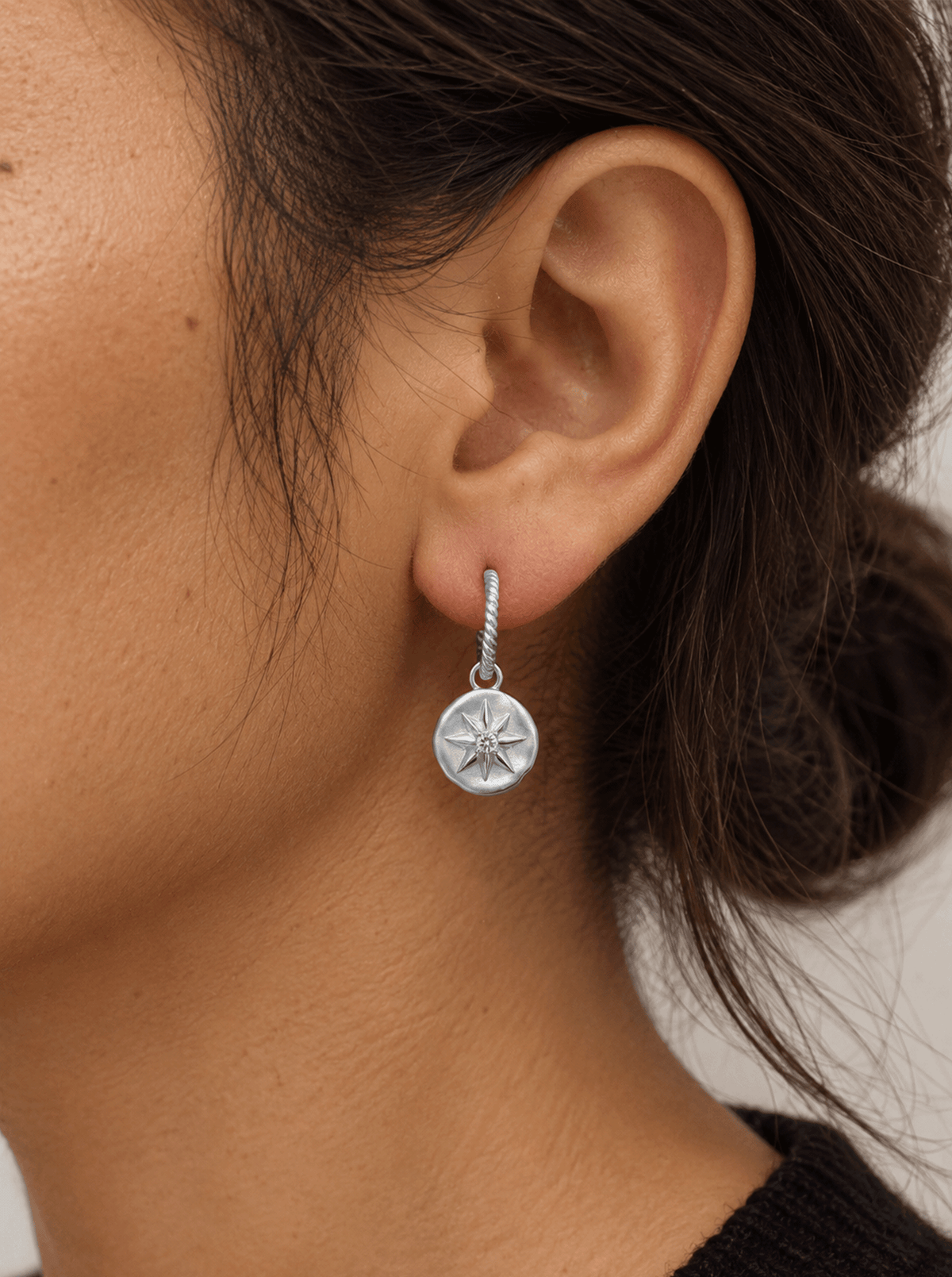 STAR OF BETHLEHEM COIN HOOP EARRINGS