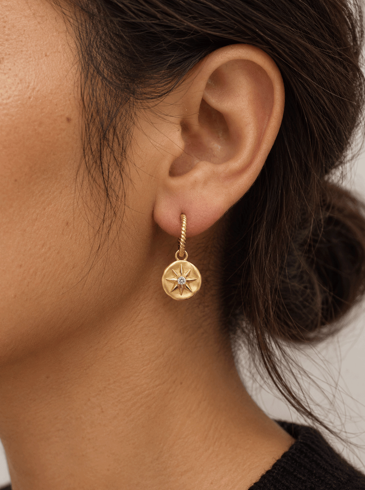 STAR OF BETHLEHEM COIN HOOP EARRINGS